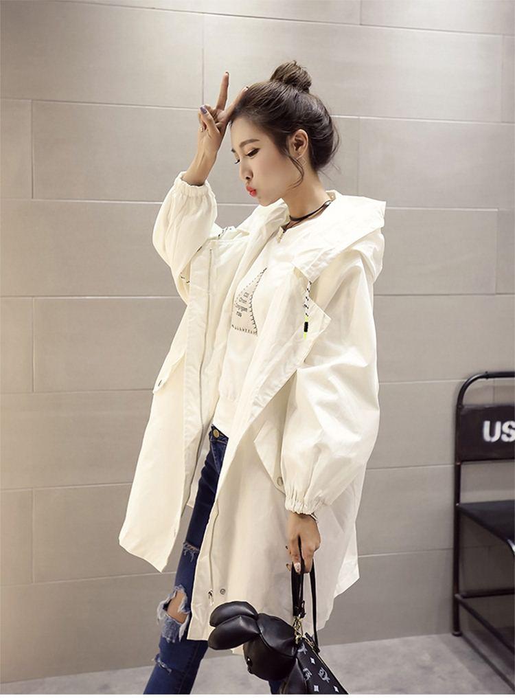 Tucky&Jiang เสื้อคลุม แขนยาว มีฮูด ผ้าpoly ester สม๊อคหลัง ซิปหน้า 0012323