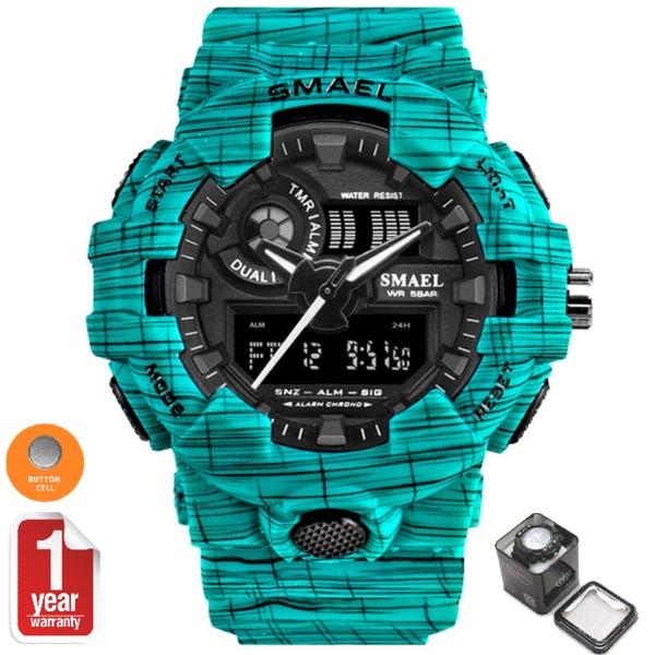 SMAEL นาฬิกาข้อมือผู้ชาย กันน้ำ100% Military Army Sport Digital LED รุ่น SM8001 NEW พร้อมกล่องเหล็ก SMAEL