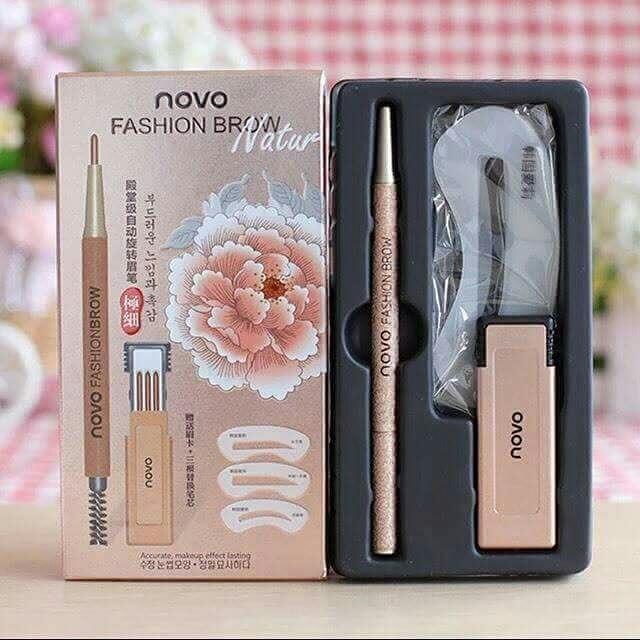 Novo Eyebrow ดินสอเขียนคิ้ว แถมไส้ดินสอ + บล๊อกคิ้ว 3 ชิ้น
