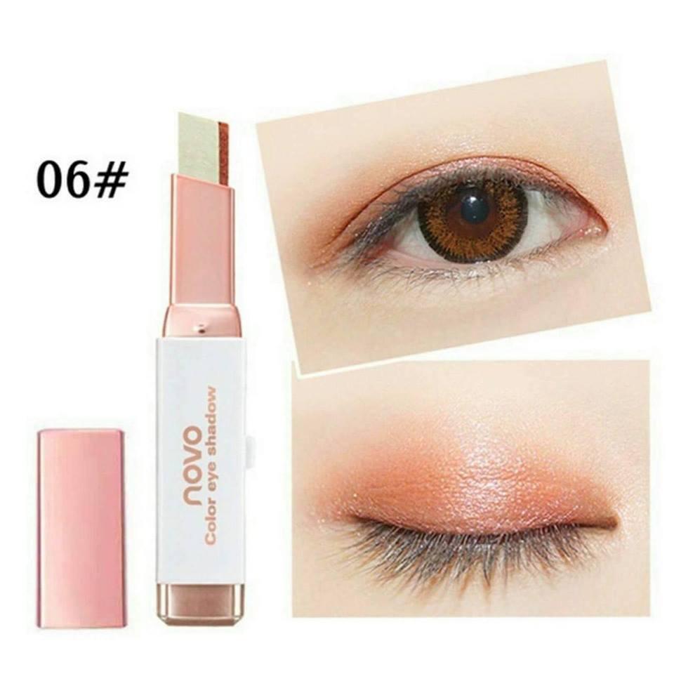 Novo Eye Shadow ของแท้ 100% Double Color โนโว อายแชโดว์ ทูโทน 2 สีในแท่งเดียว ฮิตที่สุดในตอนนี้ ติดทน กันน้ำ กันเหงื่อ ใช้ง่าย อายแชโดว์ที่สาวๆ ต้องมีติดกระเป๋าไว้ทุกคน Novo 2 Tone eyeshadow