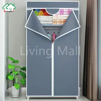 Japanese style ตู้เสื้อผ้า สำหรับเก็บเสื้อผ้า 1 คน เปิดปิดด้วยซิป อุปกรณ์จัดเก็บเสื้อผ้า ขนาด 155*70*45cm