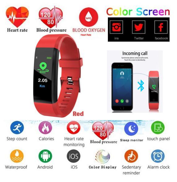LISSNG ID115 PLUS Color Screen Smart Bracelet IP67 Waterproof Sports Wristband Fitness Tracker Monitor Pedometer Smart Band 0.9inch OLED Large Screen Smartwatches Support Android & iOS phones