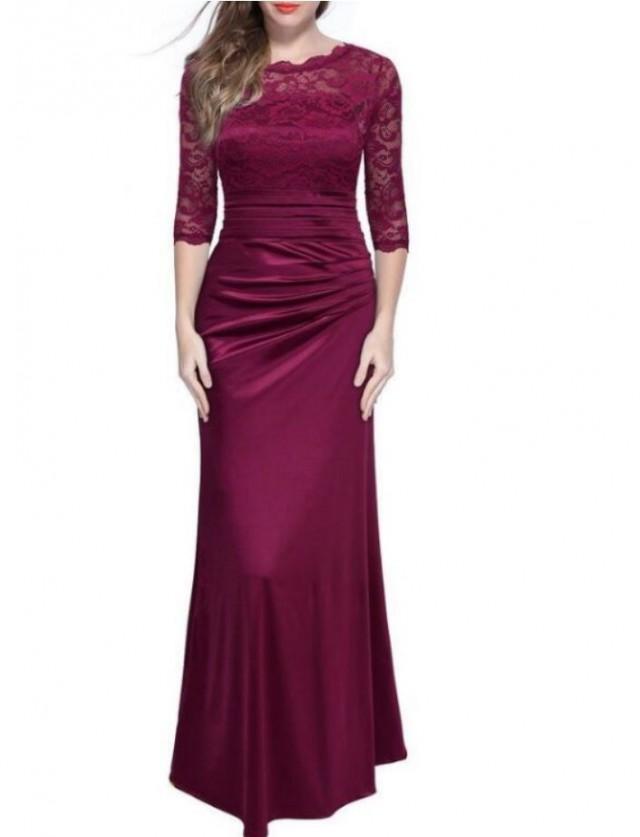 ชุดเดรสยาว แขนยาว ZASHION Classic Lace Dinner Dress