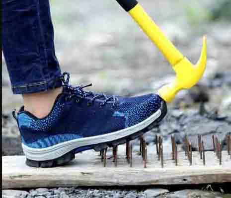 Safety shoes รองเท้าเซฟตี้ผ้าใบ หัวเหล็ก ระบายอากาศดี พื้นยางกันลื่น หัวเหล็ก พื้นเสริมแผ่นเหล็ก มี2สีให้เลือก สีดำ/สีน้ำเงิน