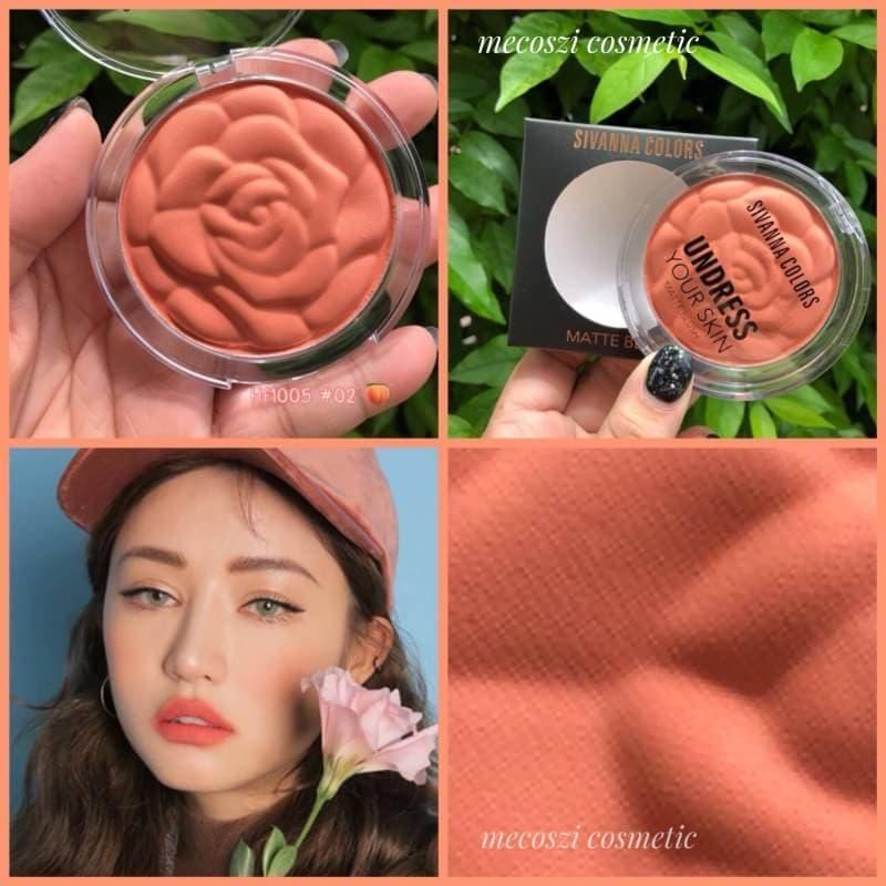 บลัชออนเนื้อแมทพิมลายกุหลาบ Sivanna Colors UNDERESS YOUR SKIN MATTE BLUSH