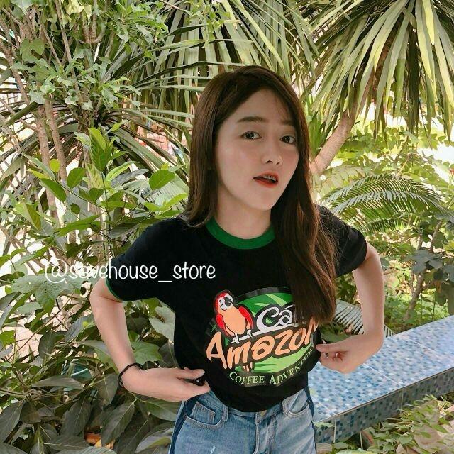 Cafe Amazon T Shirt 100% Cotton T Shirt Cafe Amazon เสื้อยืดผ้าฝ้าย Cafe Amazon T Shirt 100% Cotton T Shirt Cafe Amazon เสื้อยืดผ้าฝ้าย