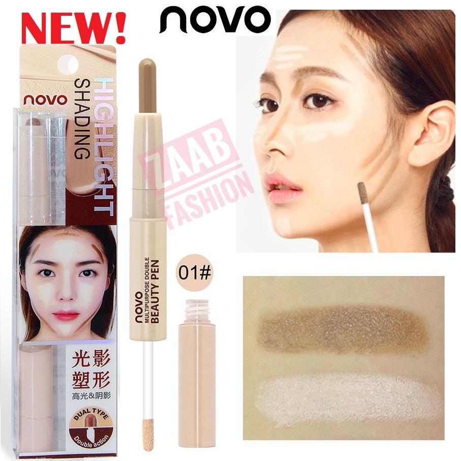novo HIGHLIGHT & SHADING ของแท้ 100% (Zaab Fashion) โนโว ไฮไลท์ เฉดดิ้ง คอนซิลเลอร์ บรอนเซอร์ คอนทัวร์ เทคนิคการสร้างมิติบนใบหน้าของคุณโดยการเพิ่มเงา หรือแก้ไขรูปหน้าให้เรียวเล็ก เพิ่มมิติให้หน้าอกของคุณแลดูใหญ่ขึ้นชวน เกลี่ยง่าย กันน้ำ ติดทนนาน