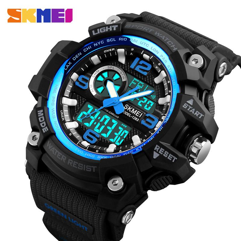 SKMEI 1283 นาฬิกาสองระบบกันน้ำ( ของแท้ ส่งเร็ว ตั้งเวลาไทยพร้อมใช้งาน พร้อมกล่องใบประกันครบ) ใส่ได้ทั้งชายและหญิง -SK1283