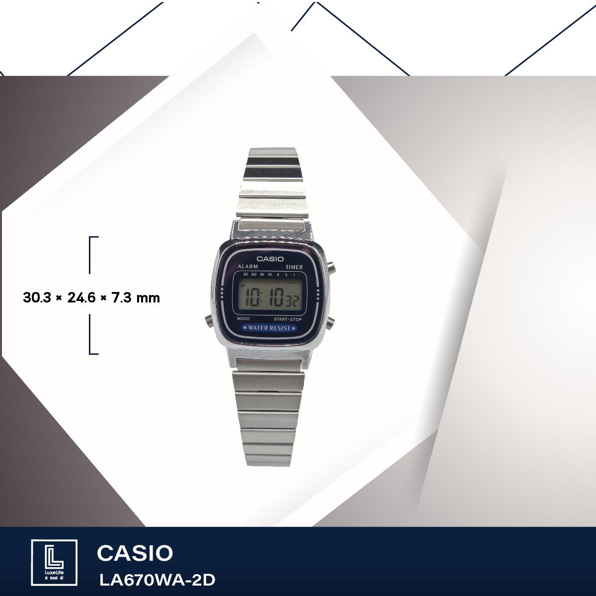 นาฬิกาข้อมือ Casio รุ่น LA670 Standard (CMG) นาฬิกาข้อมือสายสแตนเลส นาฬิกาข้อมือ Casio รุ่น LA670 Standard (CMG) นาฬิกาข้อมือสายสแตนเลส