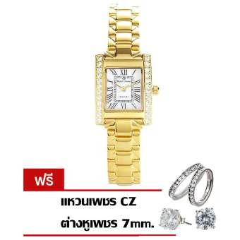 Royal Crown นาฬิกาผู้หญิง รุ่น 6306 สีทอง สแตนเลส (แถมแหวนเพชร CZ & ต่างหูพลอยแท้) Royal Crown นาฬิกาผู้หญิง รุ่น 6306 สีทอง สแตนเลส (แถมแหวนเพชร CZ & ต่างหูพลอยแท้)