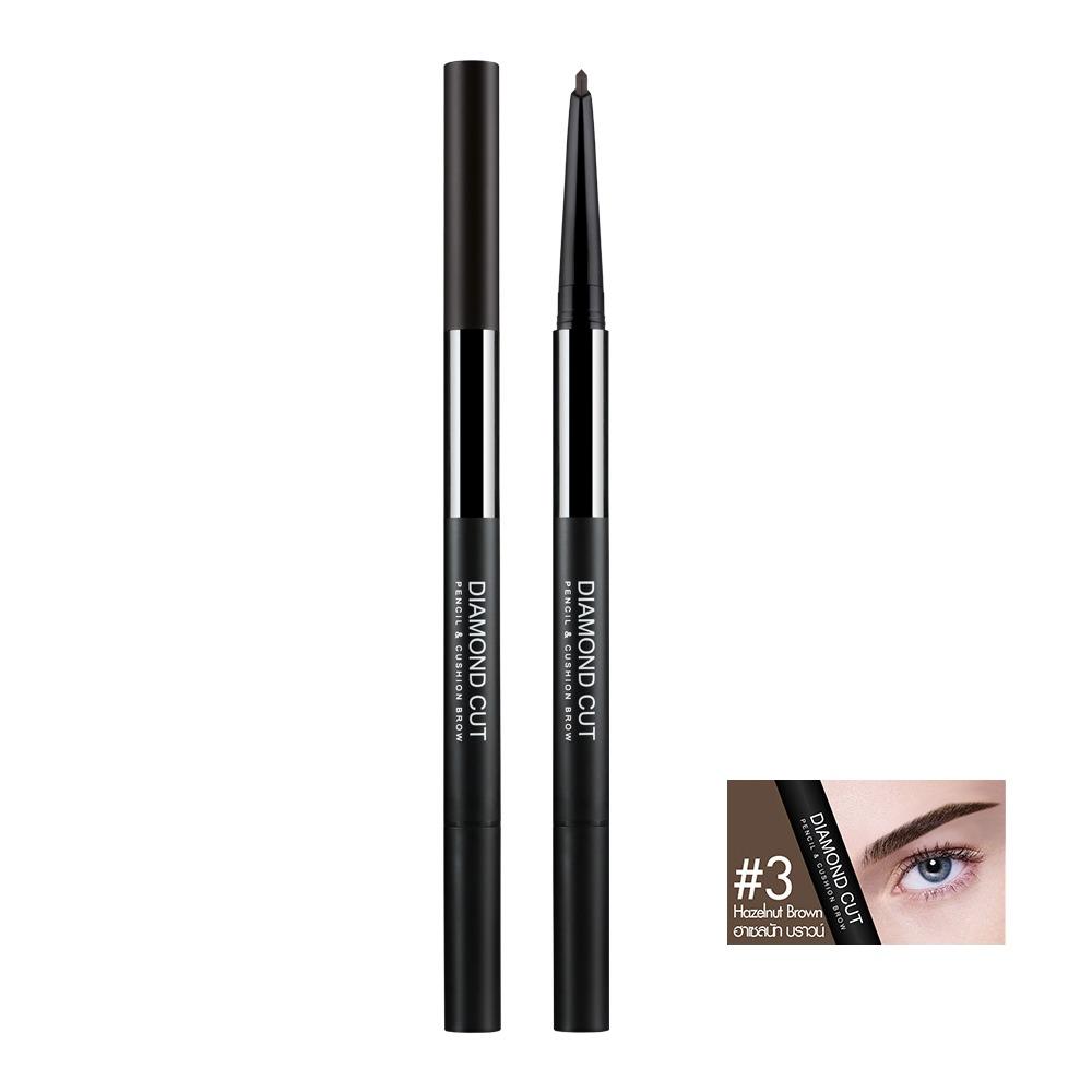Crayon ไดมอนด์คัทเพนซิลแอนด์คูชั่นบราว 0.20+0.65g #3 ฮาเซลนัทบราวน์ แพ็ค 2 ชิ้น