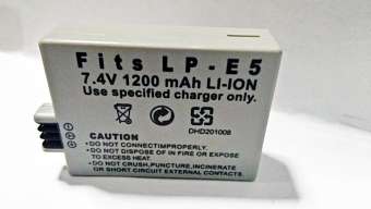 (แพ็คคู่2ชิ้น) แบตเตอรี่กล้อง รหัสแบต LP-E5,LPE5 1200mAh แบตกล้องแคนนอน Canon for canon Replacement Battery for Canon EOS Rebel XSi XS T1i 450D 500D 1000D Kiss F/X2/X3 (Gray)