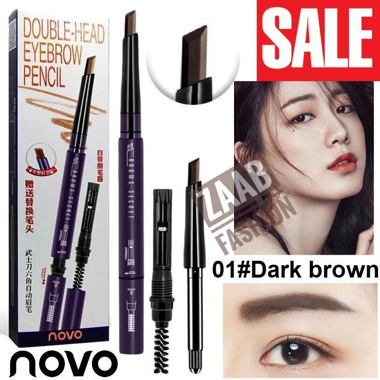 Novo Double head Eyebrow Pencil ดินสอเขียนคิ้ว ของแท้ 100% (zaab fashion) โนโว โนโว ใหม่!! ดินสอเขียนคิ้วทรงแท่งหกเหลี่ยม ออกแบบพิเศษให้เหมือนทรงดาบซามูไร เพื่อทรงคิ้วที่คมกริบ เขียนง่ายวาดโครงสวย ติดทน กันน้ำเทพเหมือนเดิม เรื่องคิ้วNovoไม่ทำให้ผิดหวัง