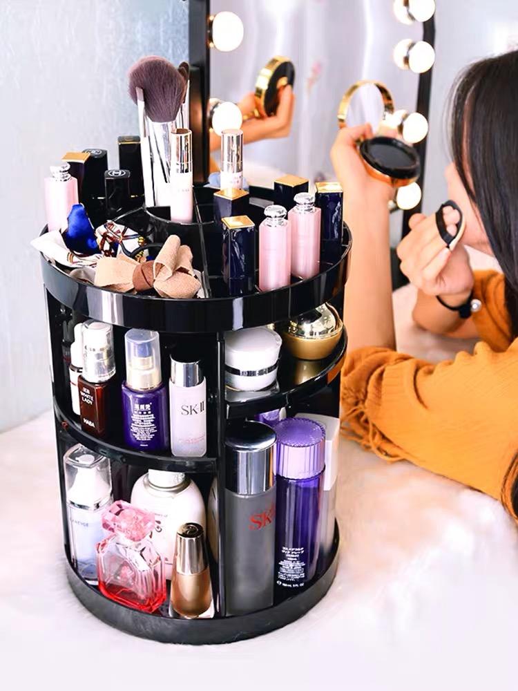 กล่องเครื่องสำอางค์ขนาดใหญ่ พร้อมฟังก์ชั่นหมุนรอบได้ถึง 360 องศา วัสดุอะคริลิคแท้คุณภาพสูง กล่องเครื่องสำอางค์ขนาดใหญ่ พร้อมฟังก์ชั่นหมุนรอบได้ถึง 360 องศา วัสดุอะคริลิคแท้คุณภาพสูง