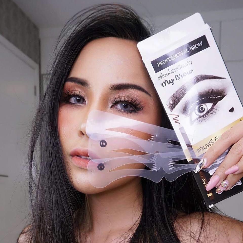 MyBrow บล็อกเขียนคิ้ว6ทรง แถมฟรีดินสอเขียนคิ้ว ของแท้100%
