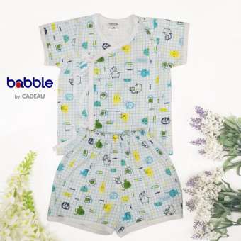 Babble ชุดผูกแขนสั้น+ขาสั้น ลายตาราง สีเขียว ผ้าฝ้าย Cotton100% by Cadeau Paris