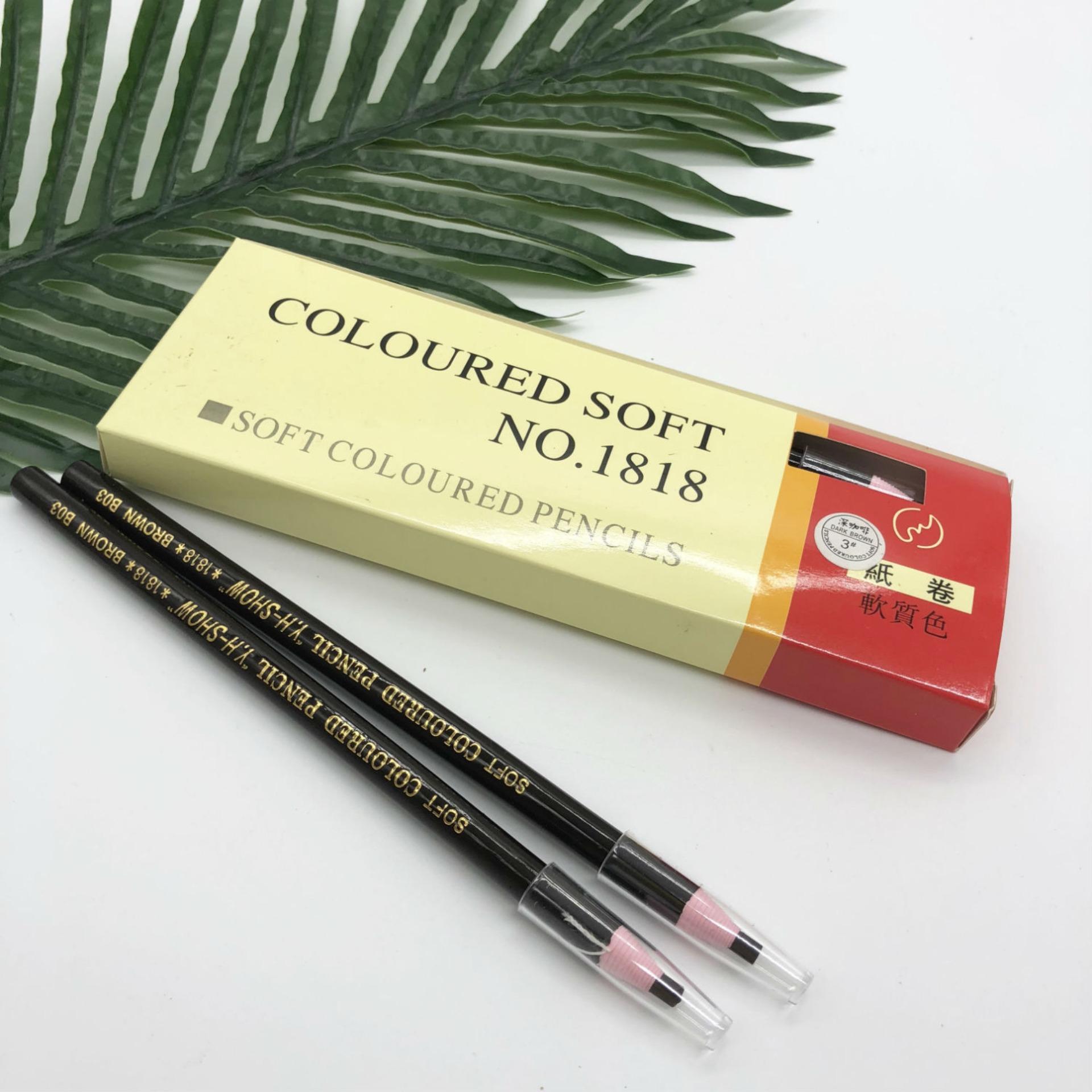 Coloured Soft Cosmetic Art Eyebrow Pencil ดินสอเขียนคิ้วเชือก -สีน้ำตาลเข้ม (ยกกล่อง12แท่ง)