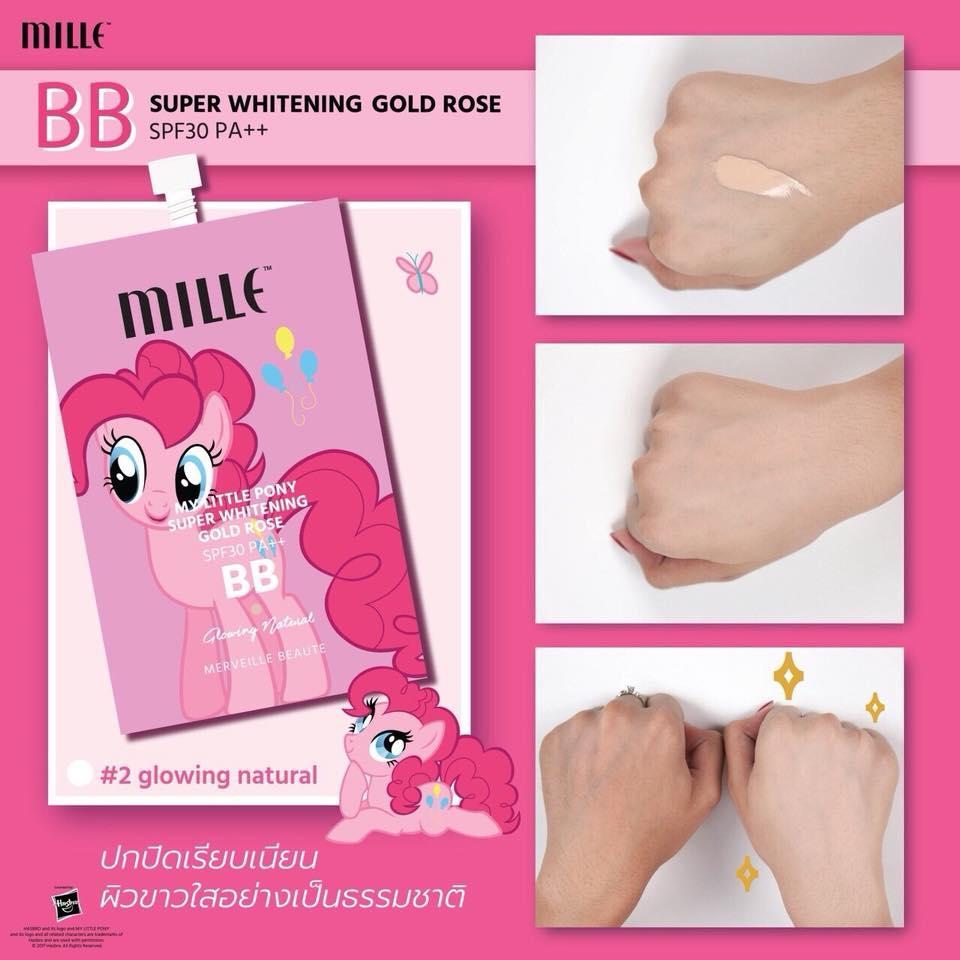 MILLE MY LITTLE PONY SUPER WHITENING GOLD ROSE BB CREAM SPF30 PA++ บีบีมิลเล่(ซอง7กรัม)