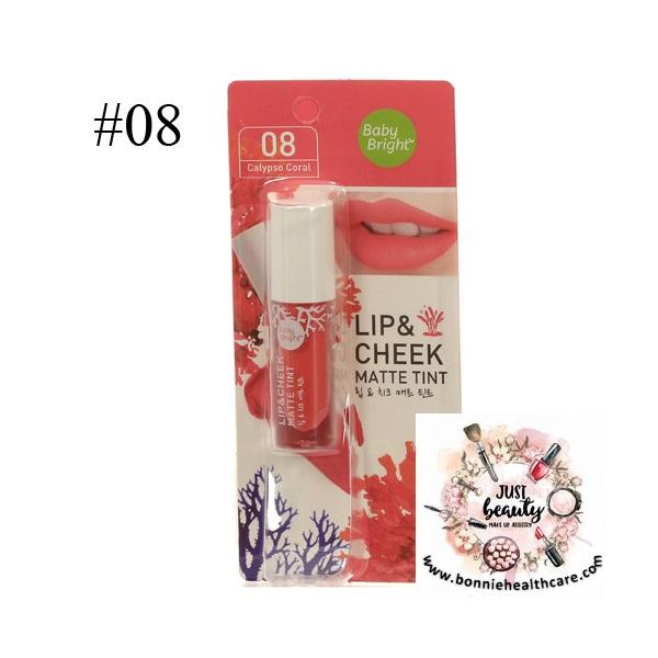 ลิปสติก เบบี้ ไบร์ท Lip & cheek matte tint baby bright #08 Calypso Coral
