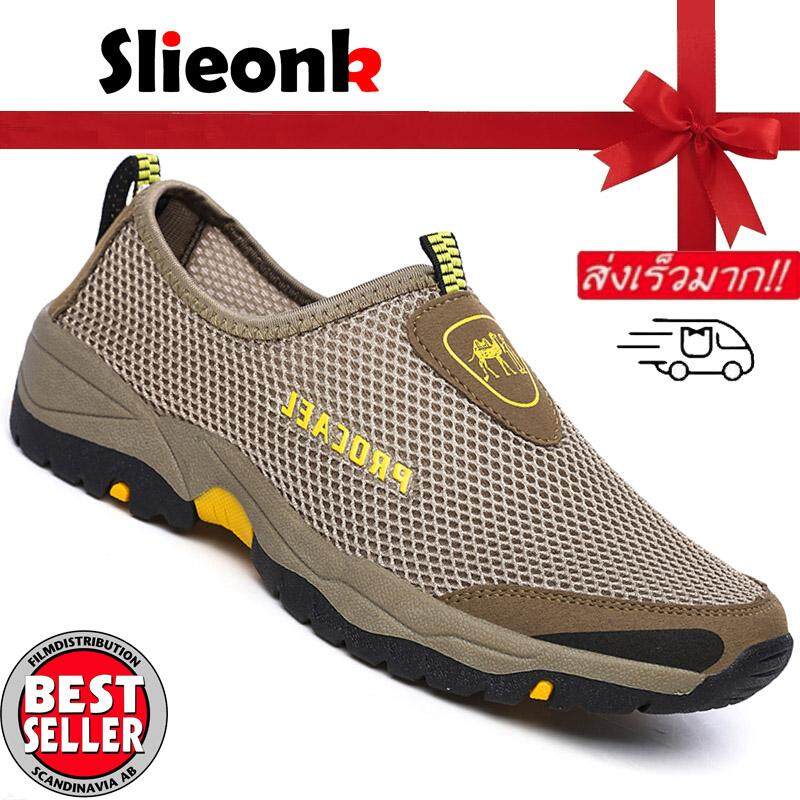 Slieonk ขนาดพลัสอียู 39-46 แฟชั่นรองเท้าผ้าใบของชายมุ้งเลื่อนโปรแกรมเสริมรองเท้าเดิน รองเท้าโลฟเฟอร์และรองเท้าแบบสวม ผู้ชายรองเท้าระบายอากาศได้