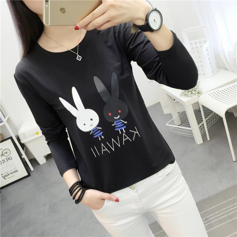 one step เสื้อยืดแฟชั่น ผู้หญิง คอกลม แขนยาวสกรีนลายด้านหน้า (สีดำ) รุ่น 312