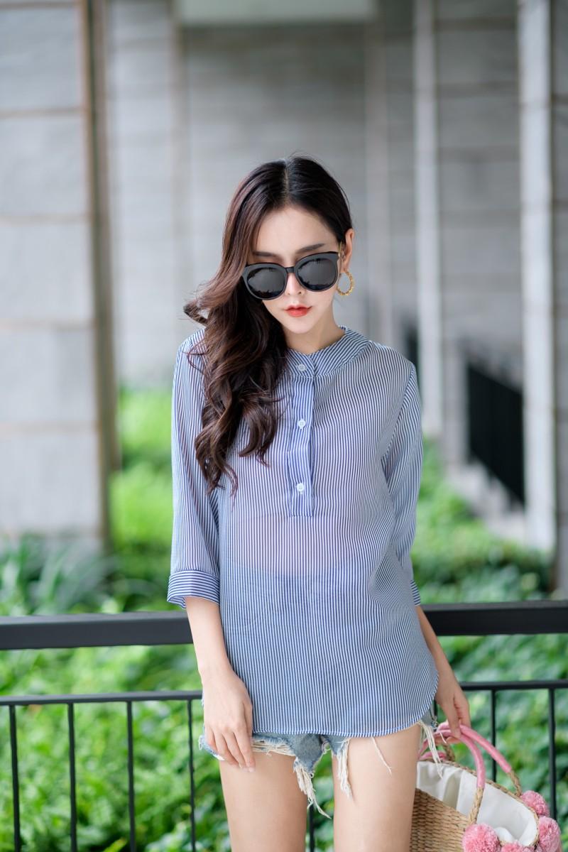 bynuchja shop เสื้อคอจีนกระดุมหน้า