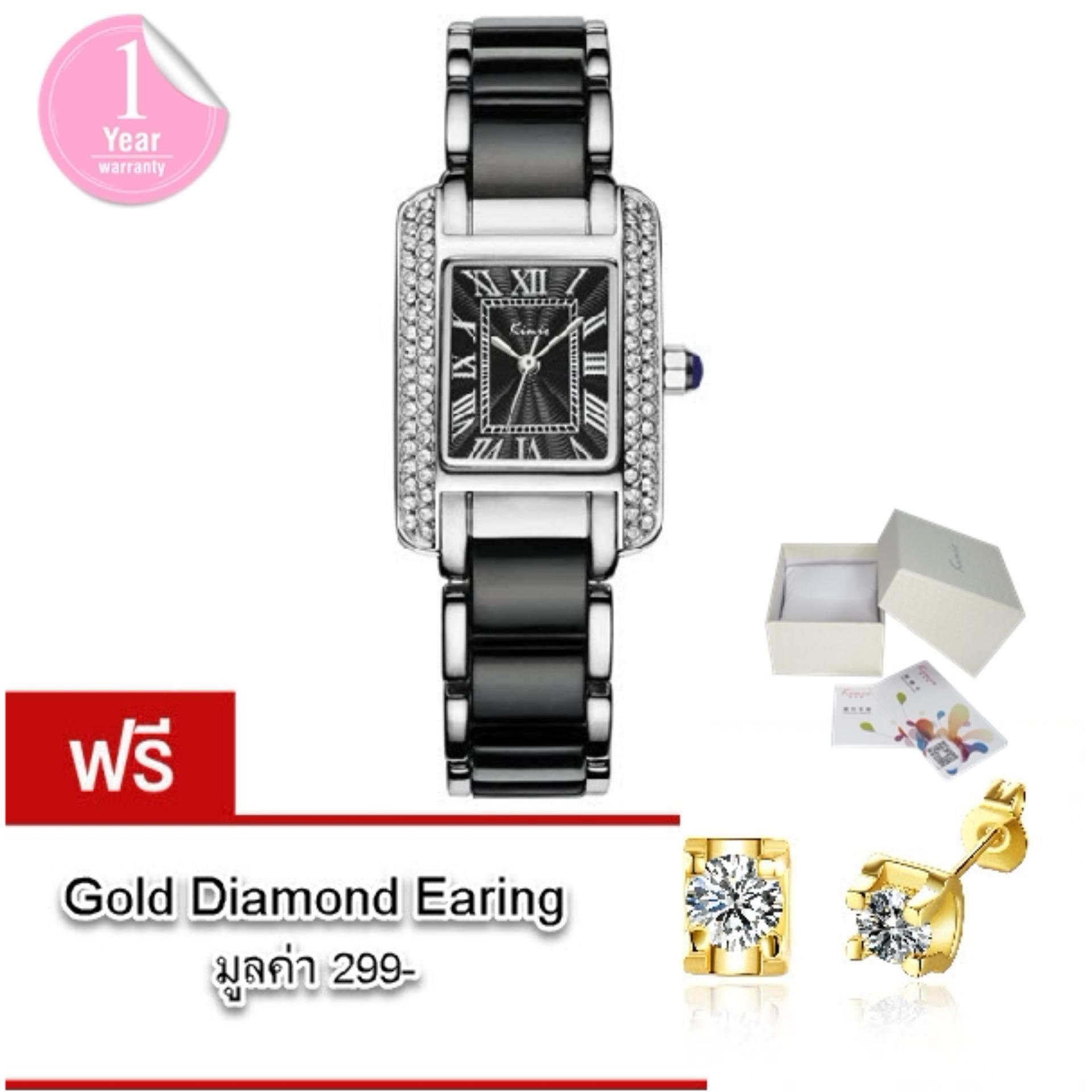 Kimio นาฬิกาข้อมือผู้หญิง แท้ 100% สาย Alloy สุดอินเทรนด์แฟชั่นของสาวๆ รุ่น KW6036 พร้อมกล่อง KIMIO แถมฟรี ต่างหูรูป Gold Diamondมูลค่า 299-