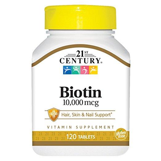 21st Century, Biotin,10,000 mcg 120 เม็ด ไบโอติน เร่งผมยาว หยุดผมร่วง ผมหงอก เล็บแข็งแรง
