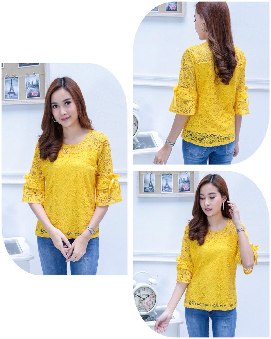 เสื้อลูกไม้ แขน3ส่วน 2ชั้น รุ่น 1932