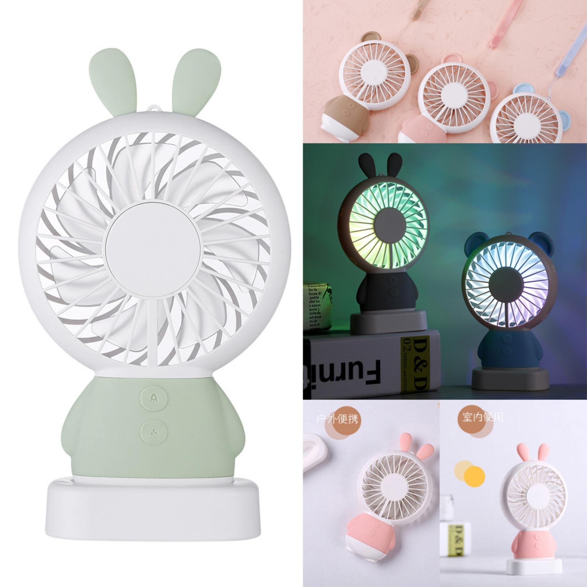 OEM Thin fan Ling Long Rabbit Mini Fan USB Handheld night lamp USB charging fanพัดลมพกพาขนาดเล็ก พัดลมถือ พัดลมตั้งโต๊ะ จับง่าย แบตในตัว 800mah ชาร์จไฟได้ เหมาะมากๆ