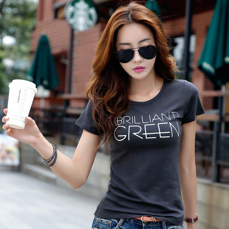 เสื้อยืดผู้หญิง แขนสั้น ผ้าฝ้าย สไตล์เกาหลี (อิฐสีแดง) (อิฐสีแดง)