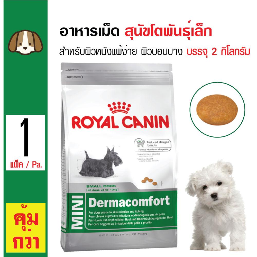 Royal Canin Mini Dermacomfort อาหารสุนัข สำหรับสุนัขผิวแพ้ง่าย ผิวบอบบาง สุนัขโตพันธุ์เล็ก (2 กิโลกรัม/ถุง)