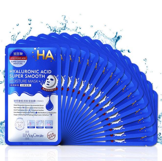 มาส์กหน้า ตัวท็อป ตัวเดียวสวยจบ หมดทุกปัญหา HYALURONIC ACID SUPER SMOOTH MOISTURE MASK สวยอย่างปลอดภัยด้วยไฮยาลูโรนิกแอซิด ได้ทุกวัน 28 ML.