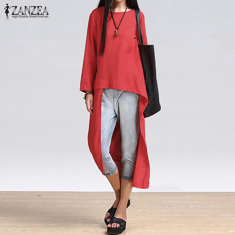 ZANZEA เสื้อเชิ๊ตสตรีฤดูใบไม้ผลิเสื้อคอวีแขนยาวแบบไม่สมมาตรเสื้อลำลองแขนยาวลำลองชุดลำลองบิกินี่ขนาดพลัส ZANZEA เสื้อเชิ๊ตสตรีฤดูใบไม้ผลิเสื้อคอวีแขนยาวแบบไม่สมมาตรเสื้อลำลองแขนยาวลำลองชุดลำลองบิกินี่ขนาดพลัส