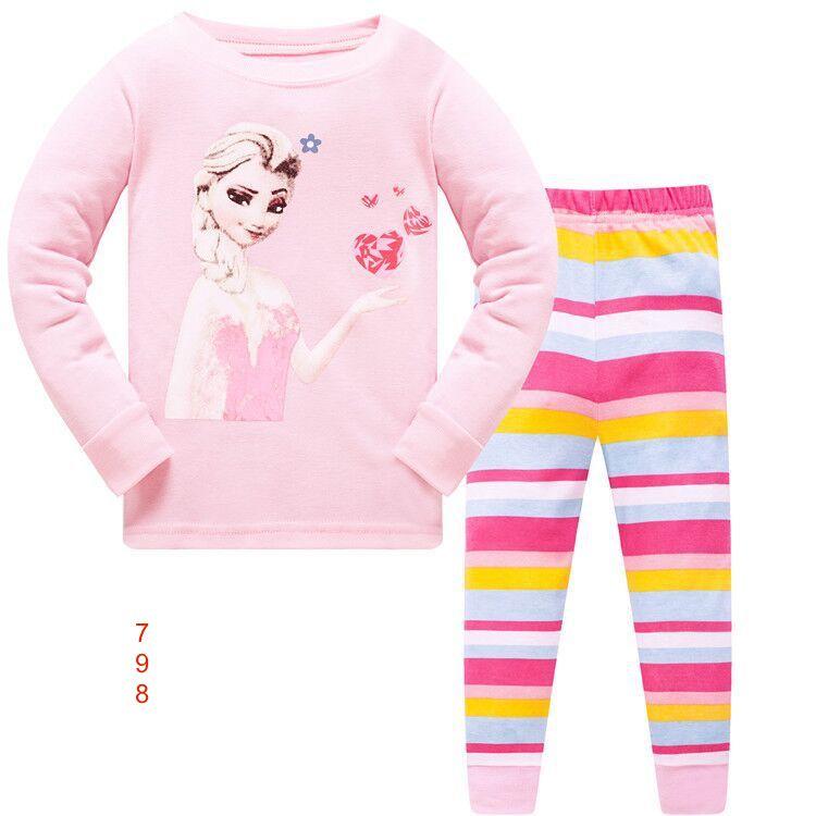 L-HUG-798 ชุดนอนเด็กหญิง แนวเข้ารูป Slim Fit ผ้า Cotton 100% เนื้อบาง เจ้าหญิงเอลซ่า