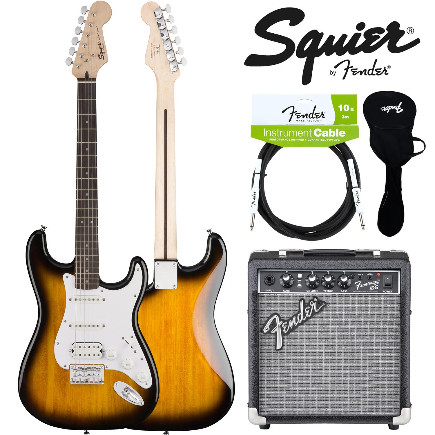 Fender® กีตาร์ไฟฟ้า HSS รุ่น Squier Bullet Strat + อุปกรณ์กีตาร์ Fender ของแท้ (แอมป์ Frontman + กระเป๋า + สายแจ็ค 3m) ** ประกันศูนย์ 1 ปี **