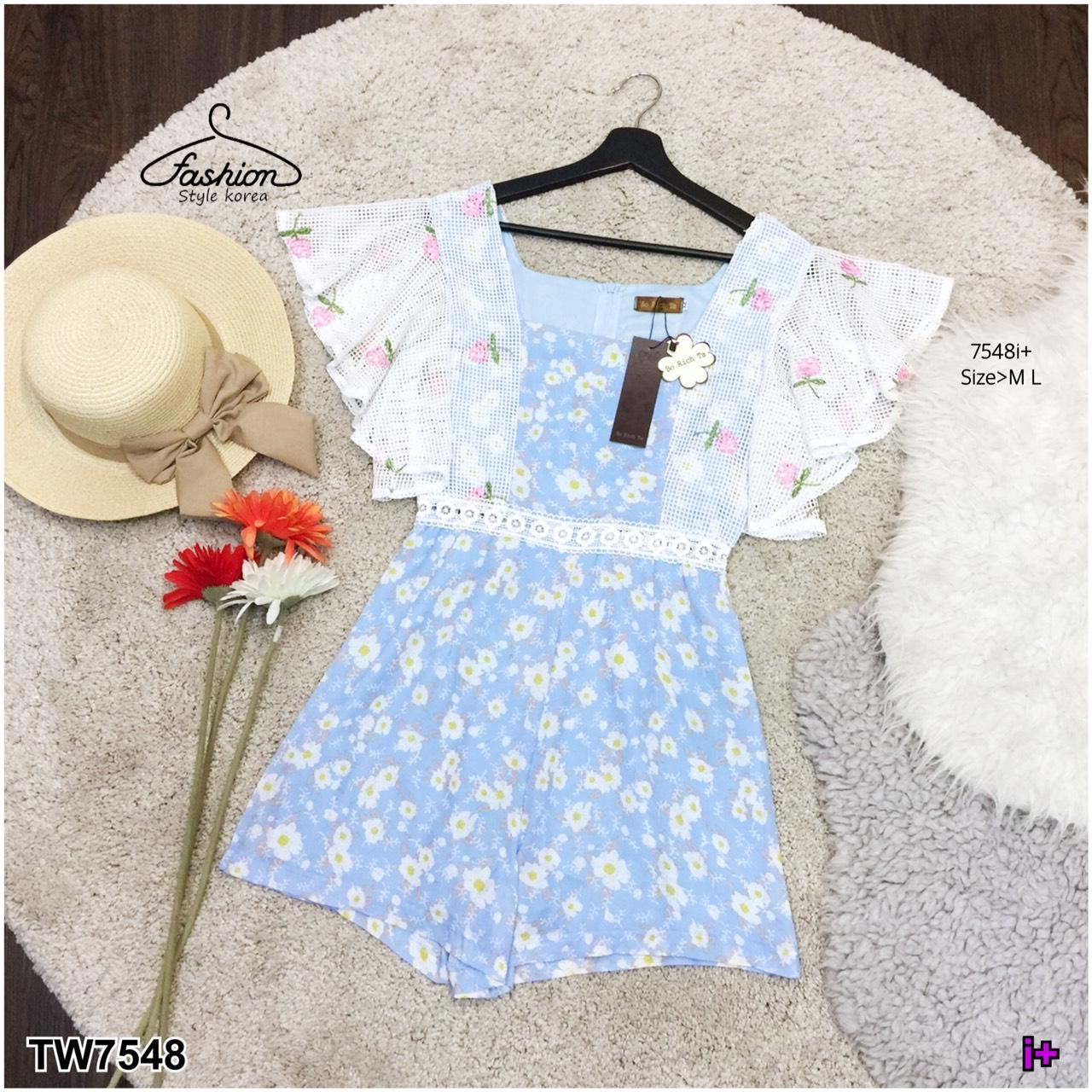 TW7548 จั้มสูทแขนกุดคอเหลี่ยมไหล่ระบายลายดอก **สอบถามก่อนสั่งซื้อ** TW7548 จั้มสูทแขนกุดคอเหลี่ยมไหล่ระบายลายดอก **สอบถามก่อนสั่งซื้อ**