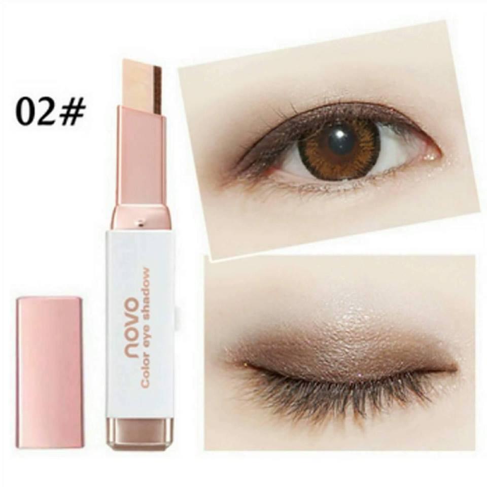 Novo Eye Shadow ของแท้ 100% Double Color โนโว อายแชโดว์ ทูโทน 2 สีในแท่งเดียว ฮิตที่สุดในตอนนี้ ติดทน กันน้ำ กันเหงื่อ ใช้ง่าย อายแชโดว์ที่สาวๆ ต้องมีติดกระเป๋าไว้ทุกคน Novo 2 Tone eyeshadow