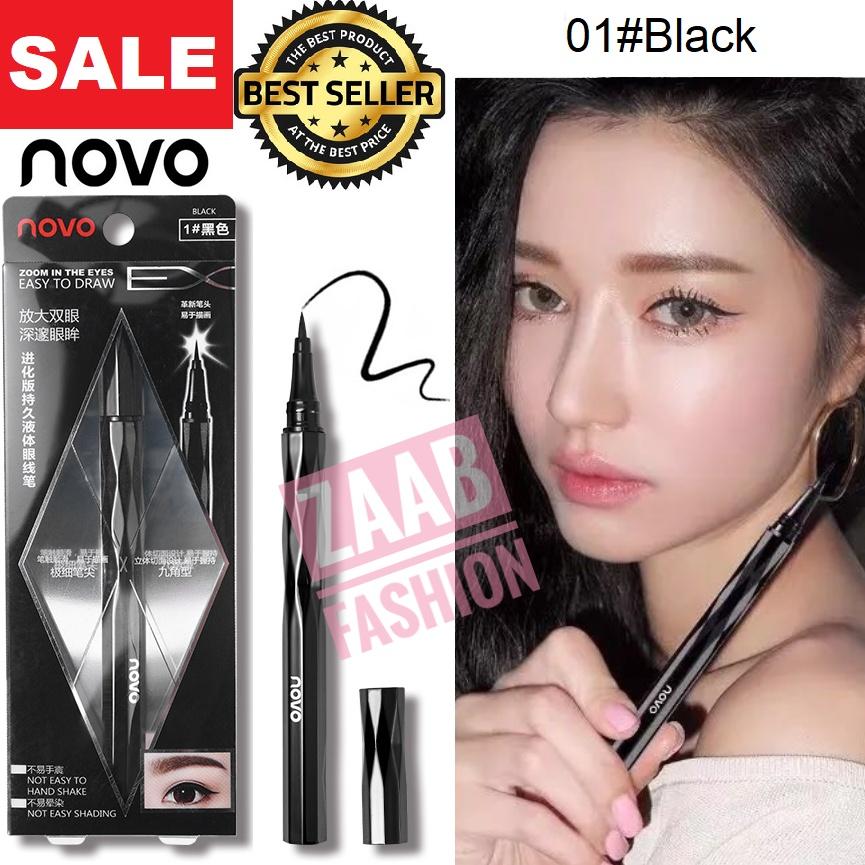 novo Eyeliner ของแท้ 100%(Zaab Fashion) ZOOM IN THE EYES EASY TO DRAW โนโวอายไลเนอร์ หัวแปรงเรียวเล็ก เขียนง่าย สีคมชัด ติดทนนานแม้หนังตามัน ไม่แพนด้าระหว่างวัน เขียนง่าย เขียนลื่น ติดทน กันน้ำ กันเหงื่อ คุ้มค่าเกินราคา แบรนด์นี้ไม่เคยทำให้ผิดหวัง