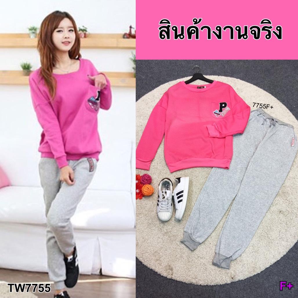 TW7755 เสื้อแขนยาวแต่งแถบปักลายPOriginal