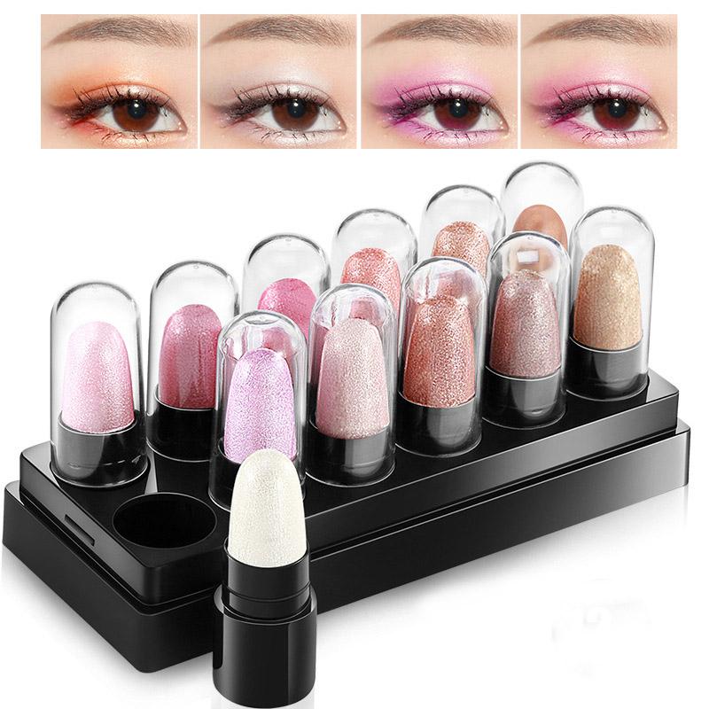 Eye shadow อายแชโดว์ ปากกาอายแชโดว์ อายไลเนอร์ เมคอัพแต่งตา คู่มือเมคอัพแต่งตา พาเลทแต่งหน้า 12สีให้เลือก 12ชิ้นภ/เซ็ต ชุดเซ็ทเครื่องสำอาง Mini Cute Mousse Makeup Kits