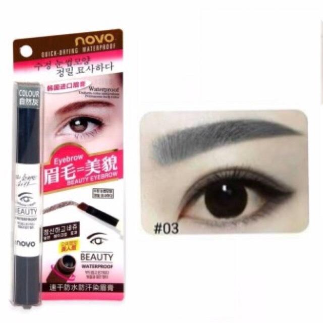 เจลเขียนคิ้ว NOVO BEAUTY EYEBROW GEL 3g โนโว กันน้ำ 100% แห้งเร็ว ติดทน ดินสอเขียนคิ้ว กันเหงื่อ **รบกวนดูตัวเลือกสีให้ดีก่อนสั่งนะคะ**