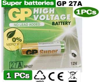 Di shop GP Battery ถ่าน Alkaline Battery 12V. รุ่น Super 27A ถ่านกริ่งไร้สาย รีโมตรถยนต์ Car Remote Controller 1 ก้อน