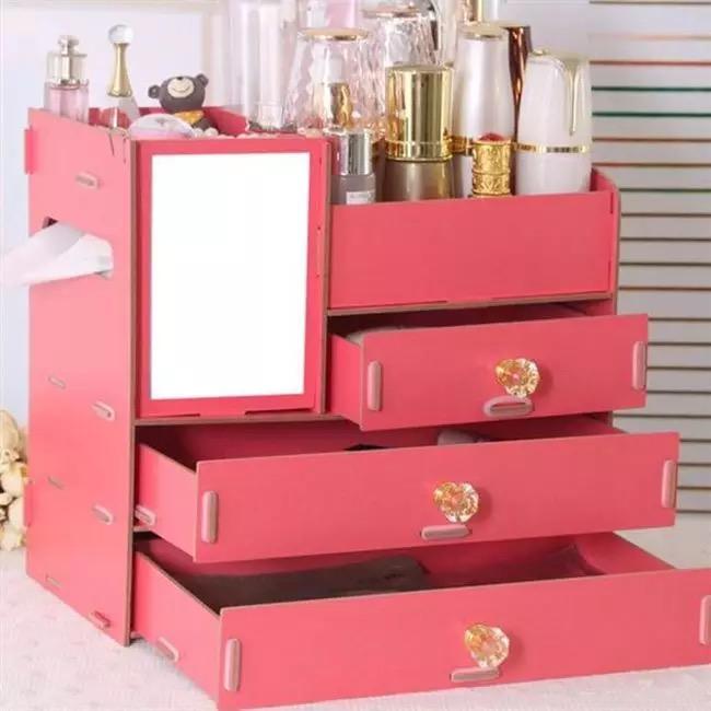 กล่องเก็บเครื่องสำอาง ขนาดใหญ่ กล่องเก็บของบนโต๊ะลิ้นชักไม้ Dresser กล่องเครื่องสำอางชั้นวางลิปสติก รุ่น 4 ชั้น กล่องเก็บเครื่องสำอาง ขนาดใหญ่ กล่องเก็บของบนโต๊ะลิ้นชักไม้ Dresser กล่องเครื่องสำอางชั้นวางลิปสติก รุ่น 4 ชั้น