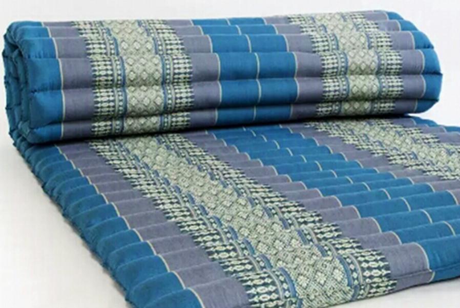 THAI PAN ที่นอนลูกระนาดผ้าขิด OTOP ตกแต่งบ้าน ขนาดประมาณ 80 x 200 x 4.5 ซม.Topper ท็อปเปอร์ เสริมเตียง Thai Roll Up Mattress Kapok100% Filled Camping Kapok