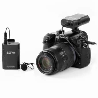 BOYA BY-WM4 2.4GHz Wireless Omnidirectional Lavalier Microphone with Transmitter and Receiver for Smartphones, DSLR Cameras and Video Cameras(Black) - intl