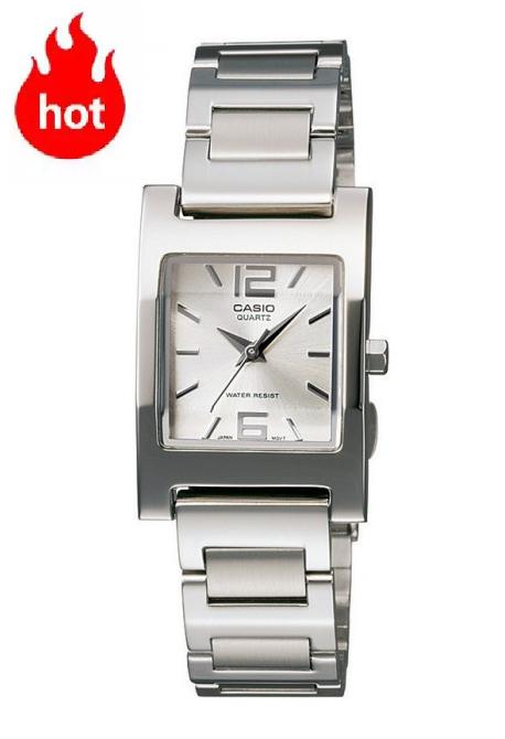 Casio รุ่น LTP-1283D-7ADF นาฬิกาสำหรับคณผู้หญิง สายแสตนเลส หน้าปัดขาว-มั่นใจ ของแท้100% ประกันศูนย์ 1 ปีเต็ม