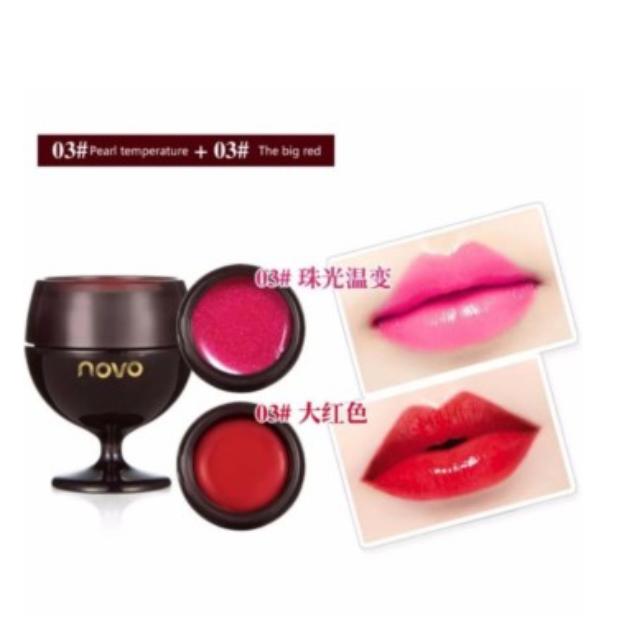 Novo Red Wine Lipstick ลิปสติก โนโว No.3 จำนวน 1 กล่อง
