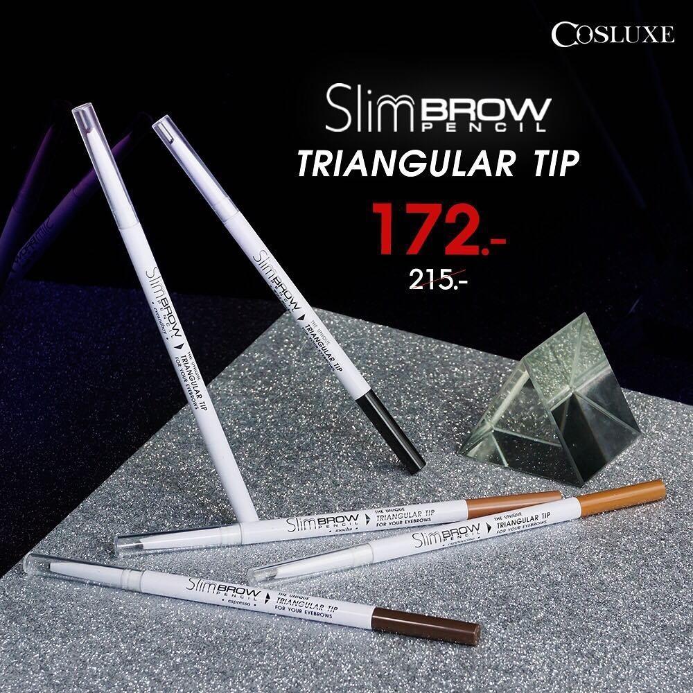 Cosluxe SlimBrow Pencil Triangular Tip 0.05g เปลี่ยนคิ้วพังๆ เป็นคิ้วสุดปังได้ง่ายๆ ด้วยดินสอเขียนคิ้วรูปทรงหัวสามเหลี่ยม จากคอสลุคส์