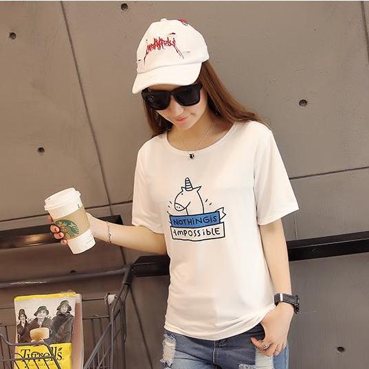เสื้อยืดสไตล์เกาหลี สกรีนลาย ยูนิคอน UNICON